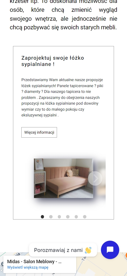 Strona salonu meblowego na telefonie - widok 3